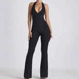 Summer New Solid Color Low Chest U-Neck Elastic Tights Sexy Sleeveless