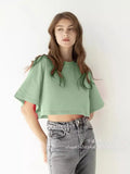 Spring Summer New Pure Color Short T-Shirt Women Hot Y2K Cotton Short-Sleeved Top Hot