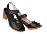 Sandals Women 2025 Summer New Leather Face Hollow Coarse Heel Cave Sandals Breathable External Wear Women's Shoes