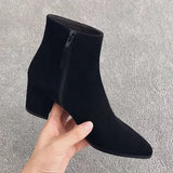 Boots Short Boots Women's Spring 2025 High With New Coarse Heist And Sharp-Faced Velvet