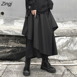 Skirts Women Harajuku High Waist Elastic Calf-length Preppy Ruffles Chic Gothic Japanese Style Double Layer
