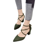 Sandals Women's 2025 Sexy Pointed Head High Heels With Thin Hollow Cross-Tie Women's