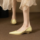 Women's Shoes 2025 Pointed Shallow Mouth Cat With Hollow Out Sexy Skirt Soft Sole Comfortable Soft Leather Single Shoes One