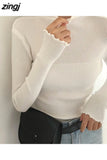 Spring Autumn Winter High Elastic Slim Sweater Women Turtleneck Ruched Women Sweater Fashion Solid Chic Knitted
