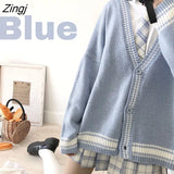 Women Striped Retro Classic Preppy Style Japanese Student Sweater All-match Kawaii Fashion Girls Chic Knit Top