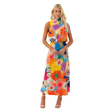 Zingj Years Of Style Fashion Print Sleeveless Neck Waist Dress
