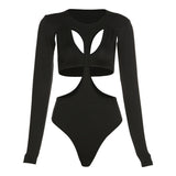 Zingj Spring New Women's Fashion Design Sexy Back Round Collar Long Sleeve Slim T-Shirt Women