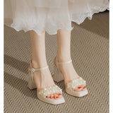 Open-Toe Sandals For 2025 New Summer French Dress With Pearl