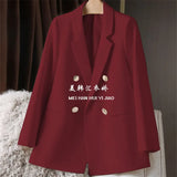 Zingj New Blazer Female Metal Button British Wind Casual Versatile Green Red Small Suit