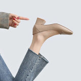 And Autumn Thick Heel Single Shoes Women's Small Leather Shoes Heel High Heels French Workplace Square Head Grandmother Shoes Korean
