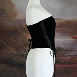 French Retro Velvet With Thoracic Fish Bone Girded Lumbar Simple Shape Dress Corset Can Be Worn