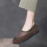 Layer Of Cowhers Retro Breathable Net Bean Shoes Women Spring And Summer New One Foot Pedal Comfortable Flat Sole Leisure Single
