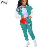 Winter Baseball Sport Women's Set Jacket and Pants Suit Active Sweatsuit Tracksuit Two Piece Set Fitness