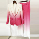 New Star Fashion Temperament Gradient Color Repair Suit Trouser Trousers Set Two