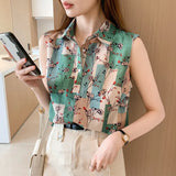 Womens Tops Floral Shirts and Blouses Women 2023 Summer Fashion Female Clothing OL Women's Blouse Sleeveless Thin