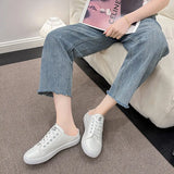And Autumn 2025 New Canvas Shoes Female Students Half-Dragging Lazy One Foot With Breathable Leisure Small White