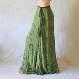 Niche Retro Print Bumps National Wind Low-Waist Tie With Large Swings Thin Half-Body Skirts 2025 New
