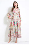 Printed Dress 2025 Spring Holiday Wind To Show Thin Temperament Single-Dlong Swing Dress