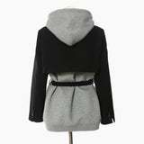 New Splicing Colliding Color Fake Two-Piece Chain Can Be Waist Hooded Jacket Dress
