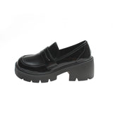 English Wind With Jk Small Leather Shoes Women Round Head With Thick Soles Students With Skirts Two Wearing Lef