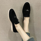 Summer New Sweet Women's Flat Shoes Bean Shoes Autumn Lazy Solid Color Round Head Single Shoes Women 42 Large