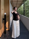 Xixi 13 Lines 2025 Summer New Temperament Simple Thin Elegant V-Tneck T-Shirt Top Women