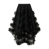Skirt Candy Loose Waist Fairy Net Yarn Skirt Fluffy Irregular Lotus Leaf Side Cake Skirt