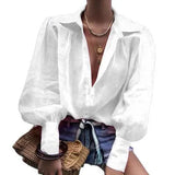 New Loose Long-Sleeved Suit Collar Shirt Lady
