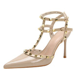 Thorn High-Heeled Women 2025 Summer New Pointy-Word Buckle With A Korean Version Of The Windy Red Single Shoes