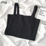 Colors Tanks Women Solid Basic Knitting Spring Korean Style Chic Trendy Popular All-match Ulzzang Female Crop Top Leisure