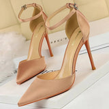 Shoes Hollow Out Woman Pumps High Heels Sexy Party Shoes Silk Ladies Shoes Pointed Toe Heeled Shoes 2021 Female