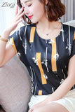 summer Women chiffon shirt and tops fashion casual O-neck printing pattern Leisure Lady shirts Loose office lady 3741