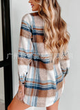 The Ins Lady Autumn Winter Woolen Coat ¡¤ Hair Plaid Lapel Multiple Button Double Pocket Long Jacket-Outfit