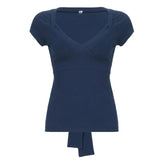 Cloth Forget Pure Style Fashion Spliced Chest-Type Short-Sleeved T-Shirt Hottie Back Strap Strap Bow On The Basis Of The