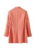 Quality Women Blazer Jacket Autumn Drawstring Casual Elegant Blazers Jacket Long Sleeve Outerwear Chic Coat Tops
