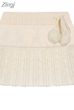 Y2K Vintage Fashion Knitted Sweater Low Waist Skirt Autumn Hot 2000s Aesthetic Mini Skirts Female Kawaii