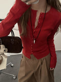 New Temperament Gentle And Comfortable Multi-Buckle Design Sense! Round Collar Knitted Cardigan Women's Autumn Slim