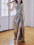 2025 New Temperament Famous Wind Banquet Dress Dress Fashion Cross Hanging Neck To Show Thin Dress Dress