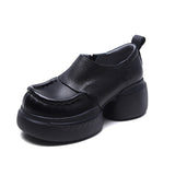 Single-Shoe Small Leather Retro Women's Shoes 2025 Spring New Round Head High Heel Low Help