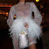 Zingj Hair Fine Flash Mesh Gauze Dress New Perspective Fashion Trend Sexy Women's