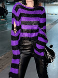 Distressed Striped Crop Sweater- Outfit