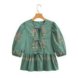 Women's New Embroidered Short-Sleeved Shirt