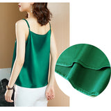 Silk Women Tops Satin Blouses for Women Beading Silk Blouse Top Woman Sleeveless Shirts Tops Fashion Woman Satin