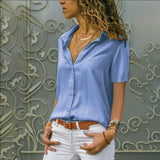 2023 Short-sleeve Shirt Solid Casual Loose Blouse Fashion Women Basic Top Office Party Clothing Shirt Women
