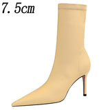 New Socks Boots Fashion Ankle Boots For Women Boots Balck Pointed Toe Elastic Heels Shoes Fetish Autumn Winter Female