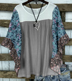 Women's Dress Spring And Summer Wish Bat Sleeve Print Color Waffug Blouse T-Shirt