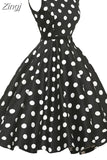 Casual Dress Women Polka Dot Retro Swing Gown Pin Up Robe Vintage 60s 50s Rockabilly