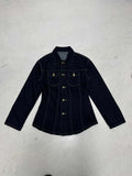 Water Wash To Make Old Cowboy Collar Clasp Temperament Hottie Waist Split Long-Sleeved Shirt Top