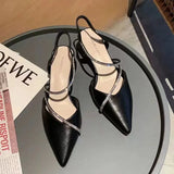 Water Drill Sandals Women Summer French Coarse High Heels Retro Single Shoes Femininity