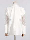 Zingj Spring New Fashion Temperament V Collar Hollow Out Perspective Lace Splicing Design Sense Long Sleeve Suit Jacket